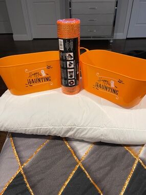 Happy Haunting Orange Halloween Storage Bins - Set of 2 with a brand new